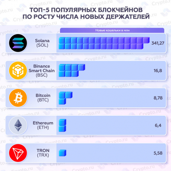 Топ-5 популярных блокчейнов по росту числа новых держателей &mdash; Крипто Новости