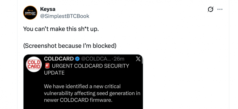 Аккаунт Coldcard X взломали фишингом после скандала на $100 млн &mdash; Крипто Новости