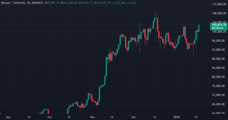 Курс биткоина вырос выше отметки в $103 000 &mdash; Крипто Новости